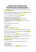 Fresenius PCT Practice Test Questions And Verified Answers