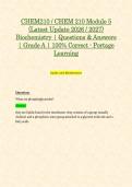 CHEM210 &sol; CHEM 210 Module 5 &lpar;Latest Update 2026 &sol; 2027&rpar; Biochemistry &vert; Questions & Answers &vert; Grade A &vert; 100&percnt; Correct - Portage Learning