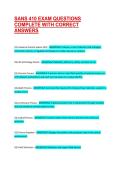 SANS 410 EXAM QUESTIONS COMPLETE WITH CORRECT ANSWERS 2026