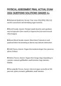 PHYSICAL ASSESSMENT FINAL ACTUAL EXAM 2026 QUESTIONS SOLUTIONS GRADED A&plus;