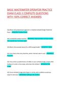 BASIC WASTEWATER OPERATOR PRACTICE EXAM CLASS 3 COMPLETE QUESTIONS WITH 100&percnt; CORRECT ANSWERS 2026