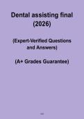Dental Assisting Final Exam 2026 &vert; CDA & Course Prep Guide