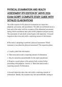 PHYSICAL EXAMINATION AND HEALTH ASSESSMENT 8TH EDITION BY JARVIS 2026 EXAM SCRIPT COMPLETE STUDY GUIDE WITH DETAILED ELABORATIONS