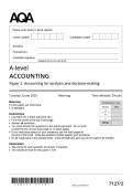 ACTUAL 2025 AQA A-level ACCOUNTING Paper 2 Accounting 7127&sol;2 for analysis and decision making MERGED QUESTION PAPER &plus; MARK SCHEME  ACTUAL 2025 AQA A-level ACCOUNTING Paper 2 Accounting 7127&sol;2 for analysis and decision making MERGED QUESTION PAPER &plus; MARK S