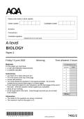 ACTUAL 2025 AQA A-level BIOLOGY Paper 2 7402&sol;2 MERGED QUESTION PAPER &plus; MARK  SCHEME  ACTUAL 2025 AQA A-level BIOLOGY Paper 2 7402&sol;2 MERGED QUESTION PAPER &plus; MARK  SCHEME 