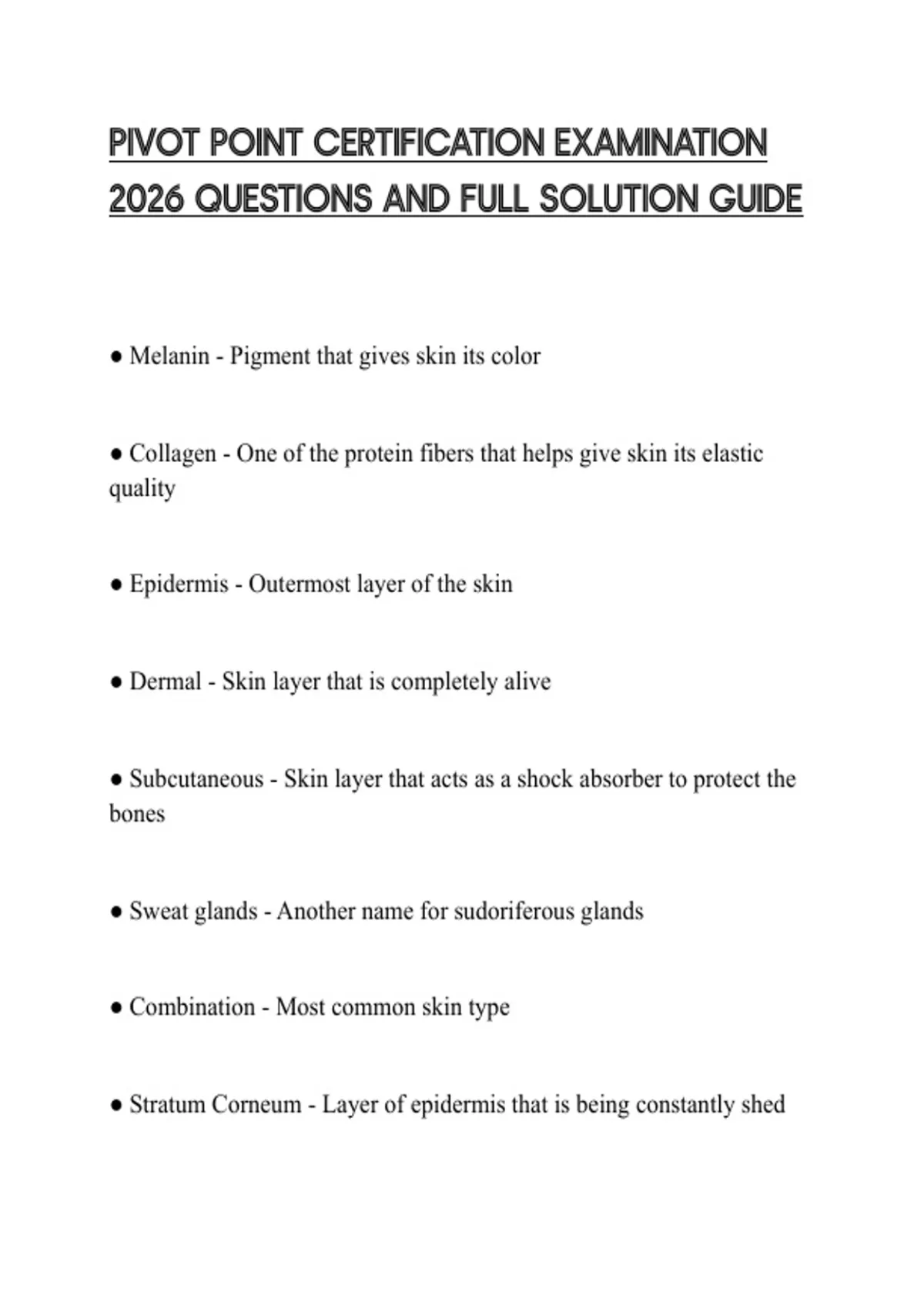 PIVOT POINT CERTIFICATION EXAMINATION 2026 QUESTIONS AND FULL SOLUTION ...