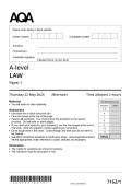  ACTUAL 2025 AQA A-level LAW 7162&sol;1 Paper 1 MERGED QUESTION PAPER &plus; MARK SCHEME  ACTUAL 2025 AQA A-level LAW 7162&sol;1 Paper 1 MERGED QUESTION PAPER &plus; MARK SCHEME