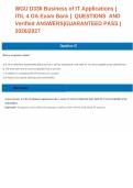WGU&nbsp;D336&nbsp;Business&nbsp;of&nbsp;IT&nbsp;Applications&nbsp;&vert;&nbsp;  ITIL&nbsp;4&nbsp;OA&nbsp;Exam&nbsp;Bank&nbsp;&vert;&nbsp;&nbsp;QUESTIONS&nbsp;&nbsp;AND&nbsp;  Verified&nbsp;ANSWERS&vert;GUARANTEED&nbsp;PASS&nbsp;&vert;  2026&sol;2027