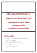 BIOD 171 ESSENTIAL MICROBIOLOGY MODULE 1 to 6 EXAM & FINAL EXAM Questions and Verified