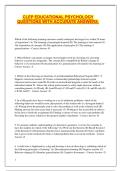 CLEP EDUCATIONAL PSYCHOLOGY QUESTIONS WITH ACCURATE ANSWERS&period;