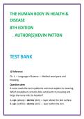 Human Body in Health & Disease Test Bank &lpar;8th Ed&rpar; &vert; Kevin Patton &vert; Anatomy & Physiology Nursing MCQs 2026