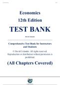 Test Bank &mdash; Economics&comma; 12th Edition &mdash; David Colander &mdash; ISBN 9781266691195 &mdash; Verified 2025&sol;2026 Edition &mdash; All Chapters Covered &lpar;1&ndash;38&rpar;