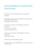 NSG 511 PHARM Exam 1 Questions With Correct Answers 