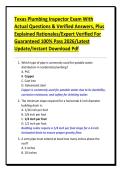 Texas Plumbing Inspector Exam With Actual Questions & Verified Answers&comma; Plus Explained Rationales&sol;Expert Verified For Guaranteed 100&percnt; Pass 2026&sol;Latest Update&sol;Instant Download Pdf