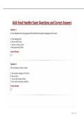 AAA Food Handler Exam Questions and Correct Answers