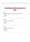 AAA Food Manager Certification Questions and Correct Answers&period;