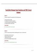 Food Safety Manager Exam Questions and 100&percnt; Correct Answers&period;