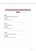 AAA Food Handler- Manager Certification Questions and Answers&period;