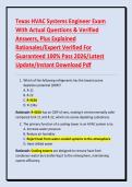 Texas HVAC Systems Engineer Exam With Actual Questions & Verified Answers&comma; Plus Explained Rationales&sol;Expert Verified For Guaranteed 100&percnt; Pass 2026&sol;Latest Update&sol;Instant Download Pdf
