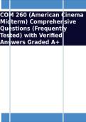 COM 260 &lpar;American Cinema Midterm&rpar; Comprehensive Questions &lpar;Frequently Tested&rpar; with Verified Answers Graded A&plus;