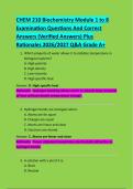 CHEM 210 Biochemistry Module 1 to 8  Examination Questions And Correct  Answers &lpar;Verified Answers&rpar; Plus  Rationales 2026&sol;2027 Q&A Grade A&plus; 