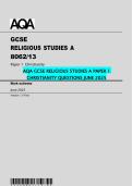 AQA GCSE RELIGIOUS STUDIES A PAPER 1 CHRISTIANITY QUESTIONS JUNE 2025