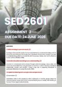 SED2601 ASSIGNMENT 2 2026 MEMO &vert;DUE DATE 24 JUNE 2026&vert;