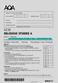 AQA GCSE RELIGIOUS STUDIES A Paper 1 QUESTIONS MAY 2025