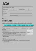 AQA GCSE SOCIOLOGY PAPER 2 QUESTIONS MAY 2025