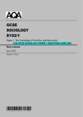 AQA GCSE SOCIOLOGY PAPER 1 QUESTIONS JUNE 2025