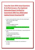 Texas Bar Exam With Actual Questions & Verified Answers&comma; Plus Explained Rationales&sol;Expert Verified For Guaranteed 100&percnt; Pass 2026&sol;Latest Update&sol;Instant Download Pdf