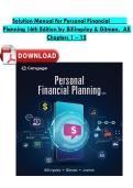 Solution Manual for Personal Financial Planning 16th Edition by Billingsley & Gitman &vert; Chapters 1&ndash;15 Complete &vert; Trusted & Up-to-Date Solutions