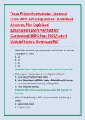 Texas Private Investigator Licensing Exam With Actual Questions & Verified Answers&comma; Plus Explained Rationales&sol;Expert Verified For Guaranteed 100&percnt; Pass 2026&sol;Latest Update&sol;Instant Download Pdf