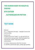 NEW 2026 Edition&colon; Patton's A&P Test Bank for Nursing Students &vert; Updated for Human Body in Health & Disease 8th Ed&period;