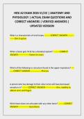 HESI A2 EXAM 2026 V1&sol;V2 &vert; ANATOMY AND PHYSIOLOGY &vert; ACTUAL EXAM QUESTIONS AND CORRECT ANSWERS &vert; VERIFIED ANSWERS &vert; UPDATED VERSION