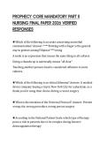 PROPHECY CORE MANDATORY PART II NURSING FINAL PAPER 2026 VERIFIED RESPONSES