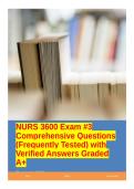 NURS 3600 Exam &num;3 Comprehensive Questions &lpar;Frequently Tested&rpar; with Verified Answers Graded A&plus;