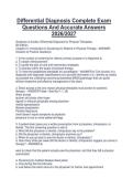 Differential Diagnosis Complete Exam  Questions And Accurate Answers  2026&sol;2027
