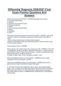 Differential Diagnosis 2026&sol;2027 Final  Exam Practice Questions And  Answers 