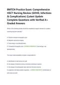 BMTCN Practice Exam&colon; Comprehensive  HSCT Nursing Review &lpar;GVHD&comma; Infections  & Complications&rpar; &vert;Latest Update  Complete Questions with Verified A&plus;  Graded Answers 