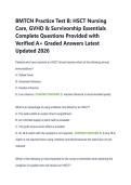BMTCN Practice Test B&colon; HSCT Nursing  Care&comma; GVHD & Survivorship Essentials  Complete Questions Provided with  Verified A&plus; Graded Answers Latest  Updated 2026 