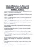 Latest Introduction To Managerial  Accounting Exam Questions And  Answers 2026&sol;2027