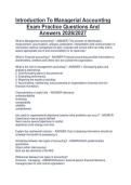 Introduction To Managerial Accounting  Exam Practice Questions And  Answers 2026&sol;2027 