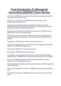 Final Introduction To Managerial  Accounting 2026&sol;2027 Exam Review 