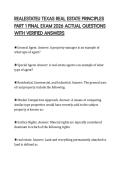 REALESTATEU TEXAS REAL ESTATE PRINCIPLES PART 1 FINAL EXAM 2026 ACTUAL QUESTIONS WITH VERIFIED ANSWERS