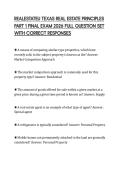 REALESTATEU TEXAS REAL ESTATE PRINCIPLES PART 1 FINAL EXAM 2026 FULL QUESTION SET WITH CORRECT RESPONSES