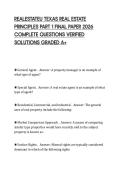 REALESTATEU TEXAS REAL ESTATE PRINCIPLES PART 1 FINAL PAPER 2026 COMPLETE QUESTIONS VERIFIED SOLUTIONS GRADED A&plus;