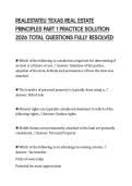 REALESTATEU TEXAS REAL ESTATE PRINCIPLES PART 1 PRACTICE SOLUTION 2026 TOTAL QUESTIONS FULLY RESOLVED