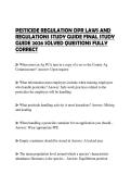 PESTICIDE REGULATION DPR LAWS AND REGULATIONS STUDY GUIDE FINAL STUDY GUIDE 2026 SOLVED QUESTIONS FULLY CORRECT