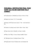 PICKLEBALL CERTIFICATION FINAL STUDY GUIDE 2026 SOLVED QUESTIONS FULLY CORRECT